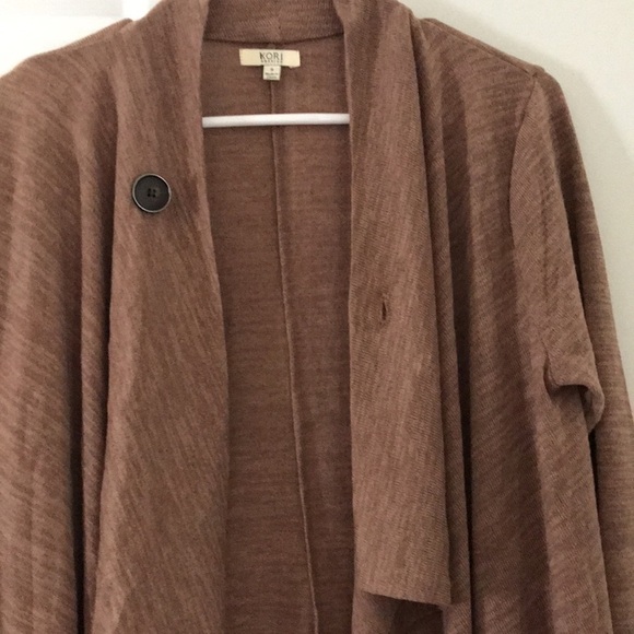 Kori America Cardigan Lace Bottom Small Brown Boho Style with Button Clo… - Picture 3 of 12
